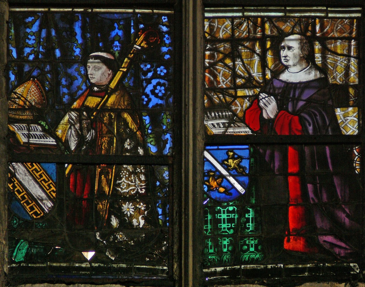 Window depicting donors by French School