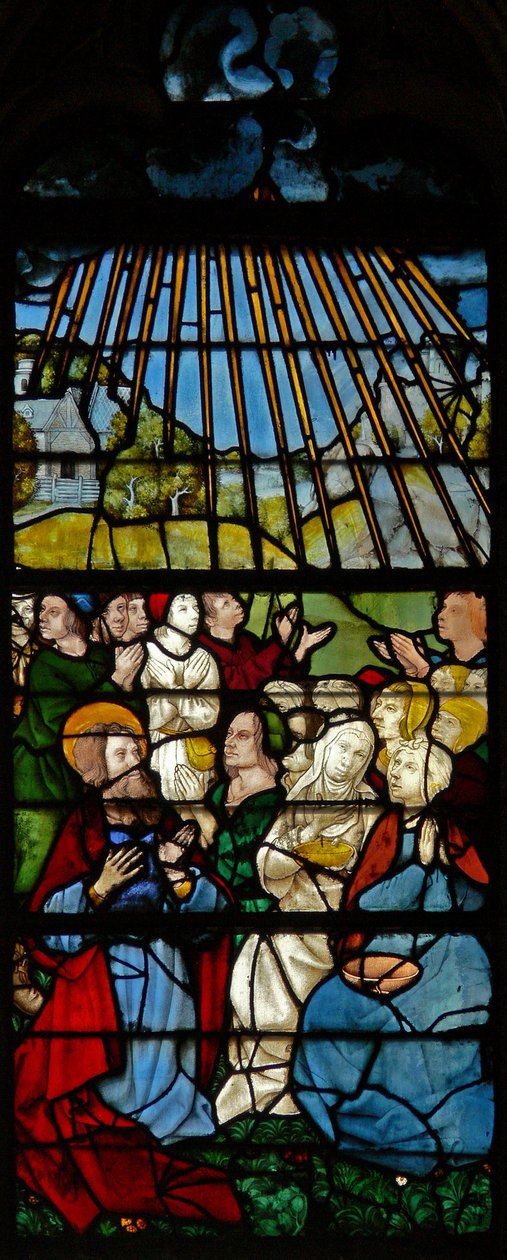 Window depicting St Thomas preaching by French School