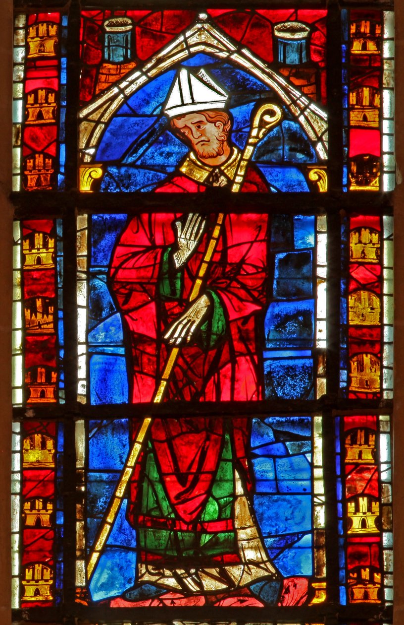 Window depicting a bishop by French School