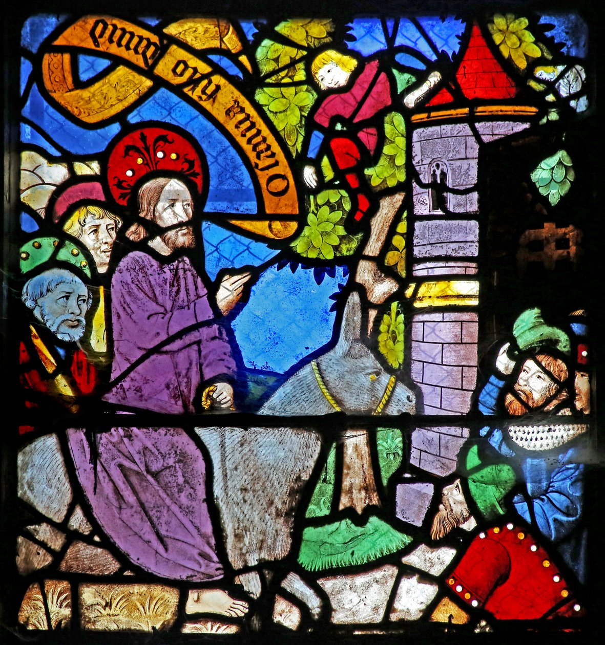 Window depicting the Entry to Jerusalem by French School