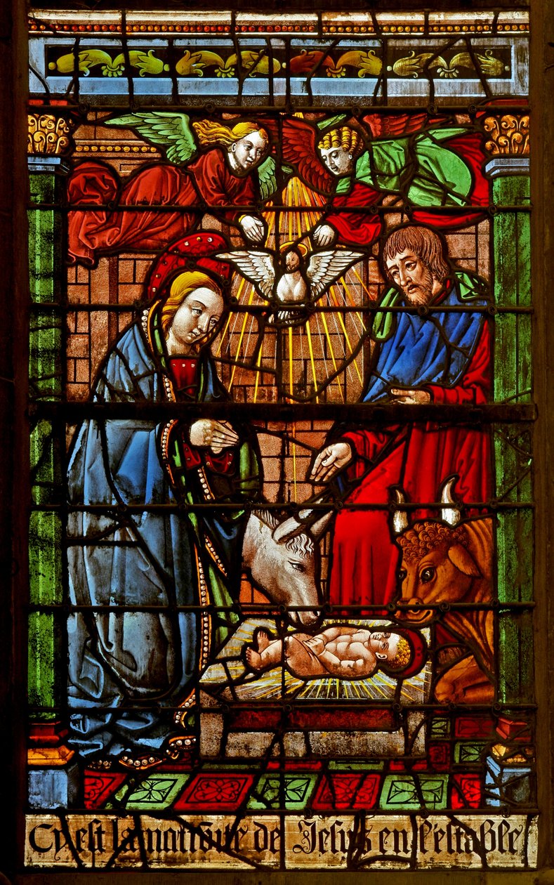 Window 38 depicting the Nativity by French School