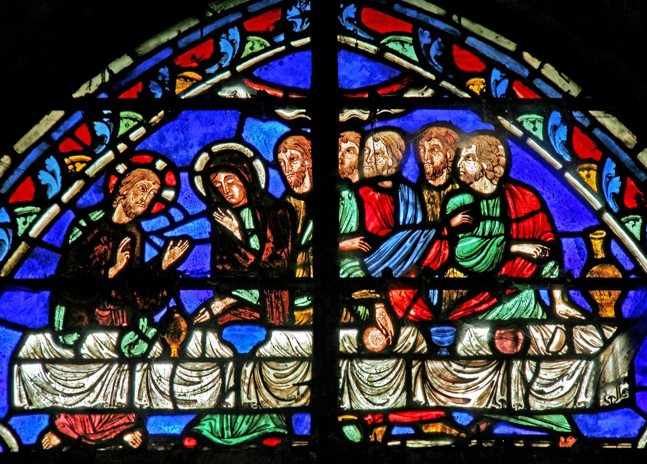 Window depicting the Marriage at Cana by French School