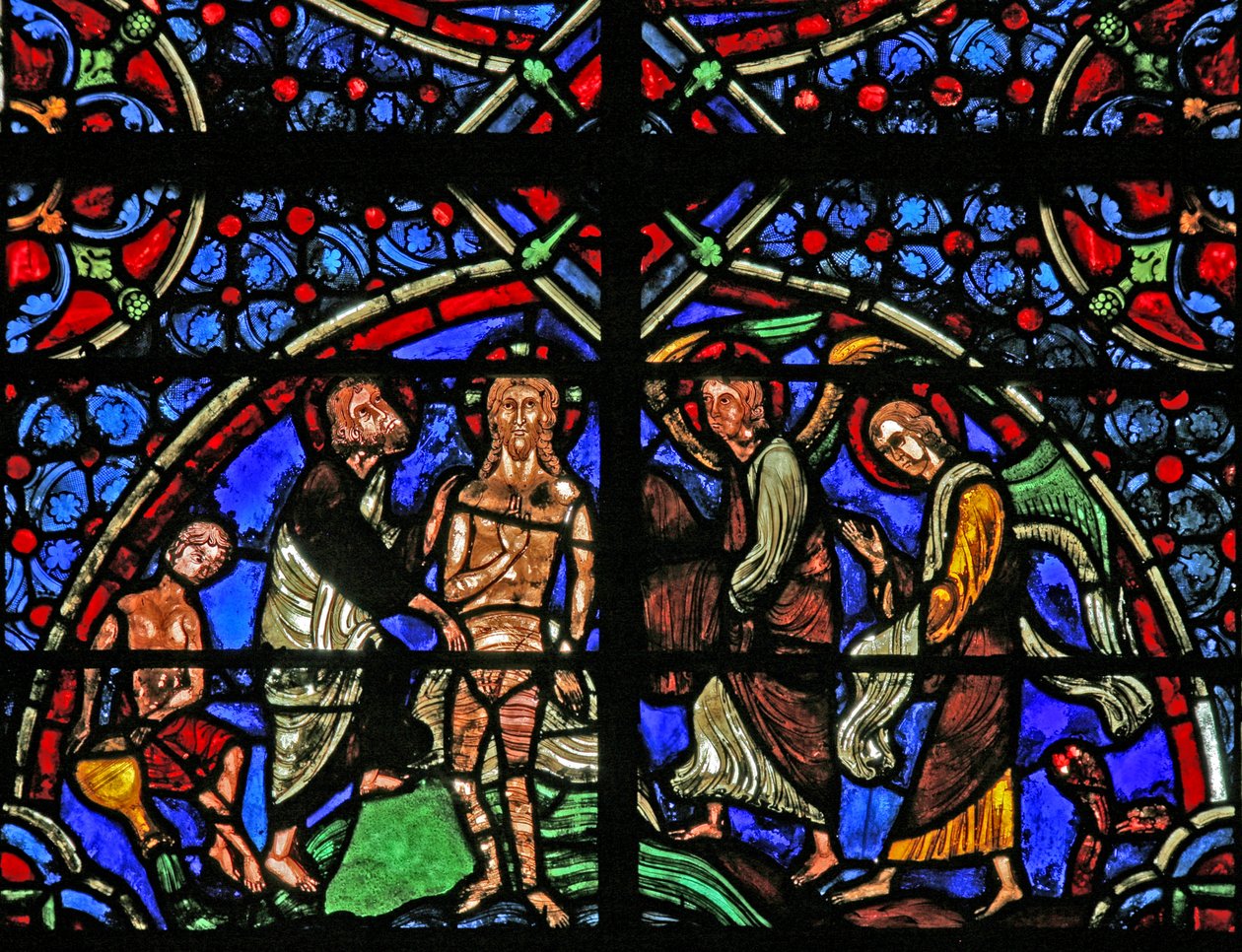 Window depicting the Baptism in the Jordan by French School