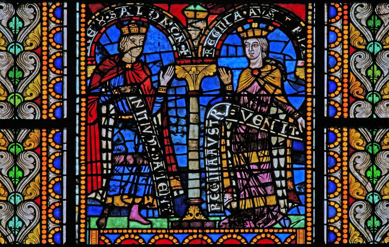 Window depicting Solomon and Sheba by French School