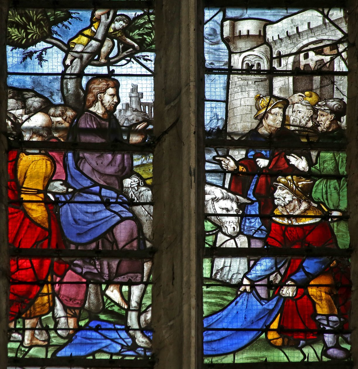 Window depicting the Entry to Jerusalem by French School