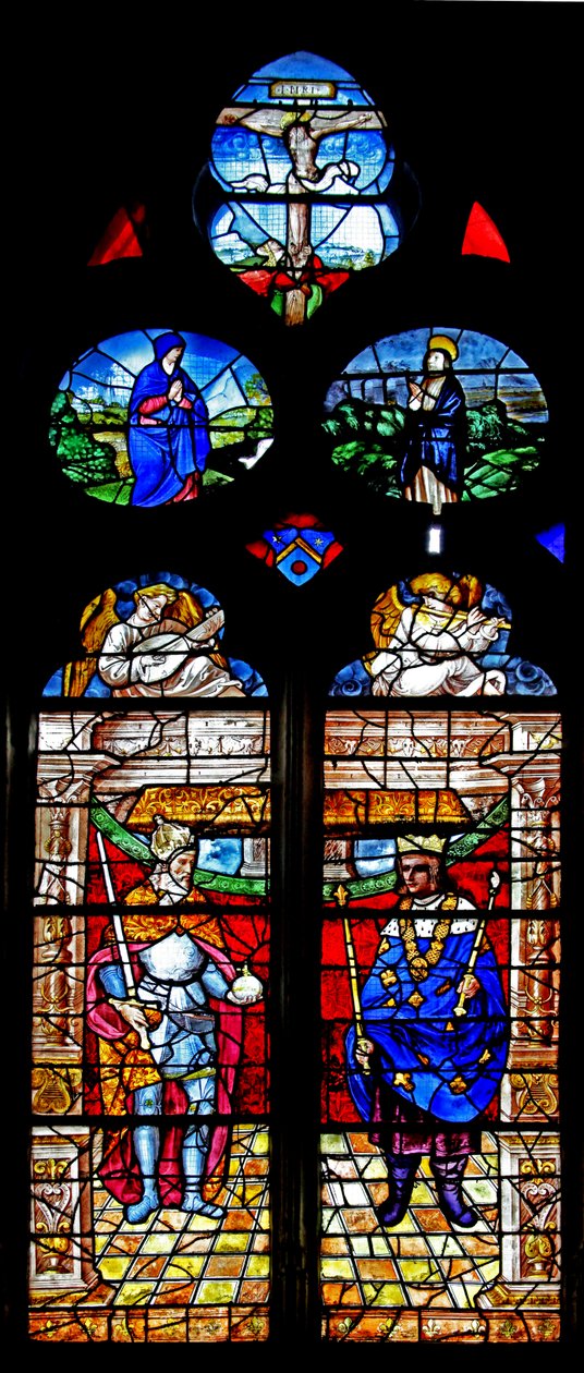 Window depicting Charlemagne and St Louis by French School