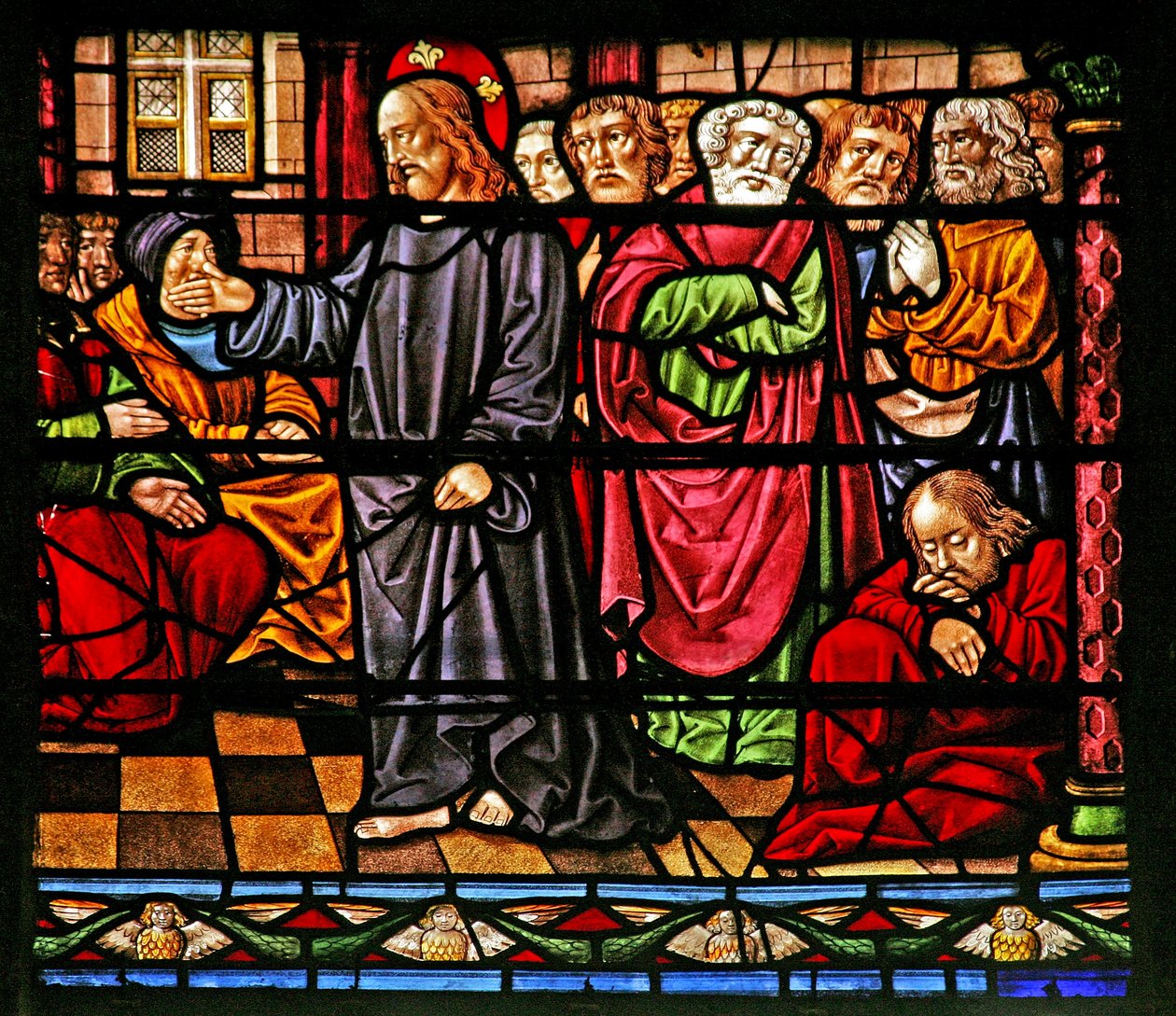Window depicting Christ preaching by French School