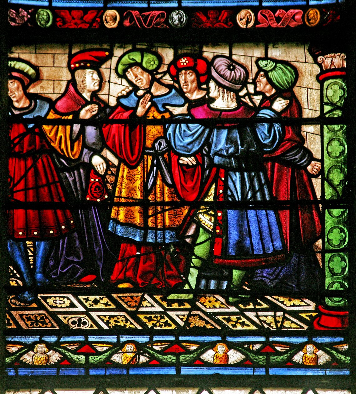 Window depicting Pharisees in the Synagogue by French School