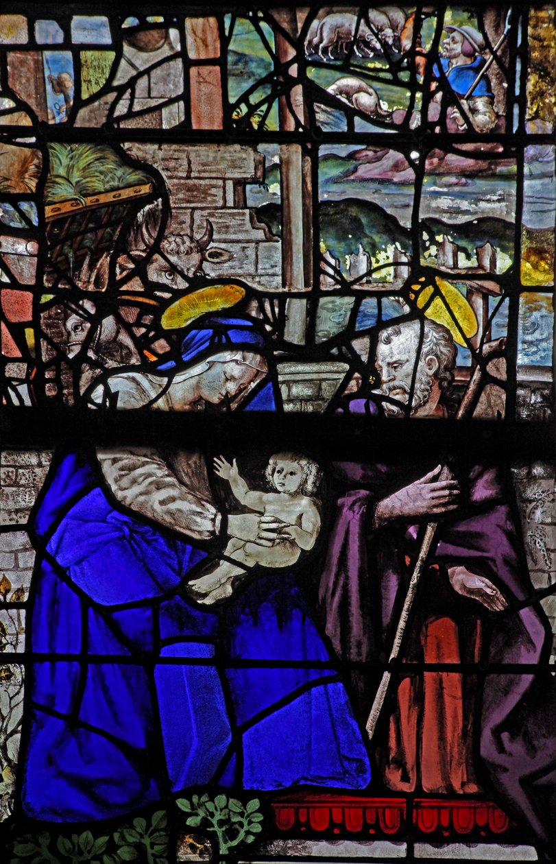Window depicting the Holy Family by French School