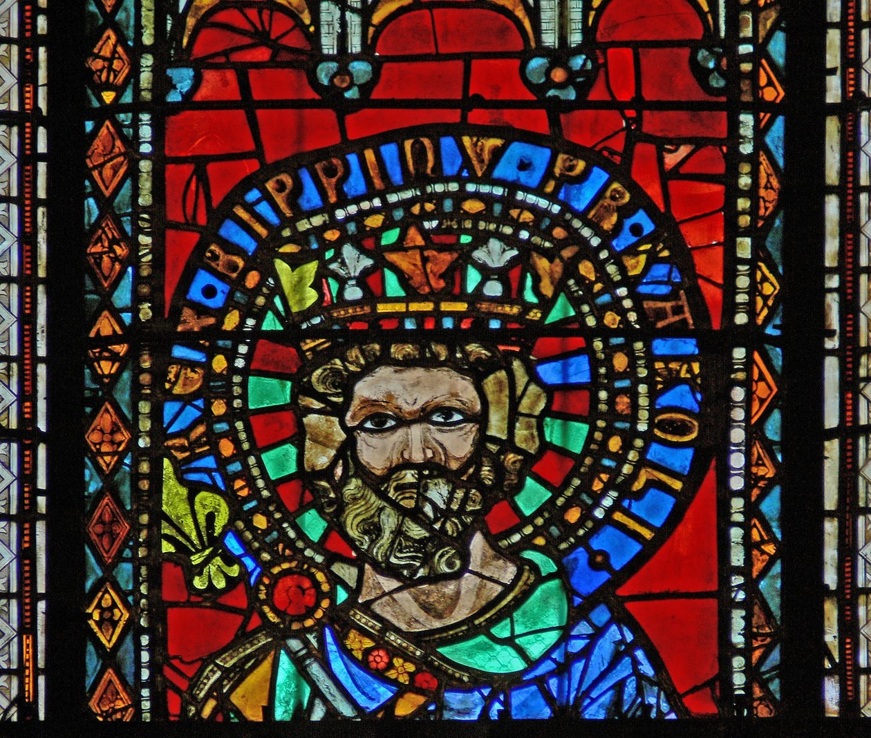 Window depicting Pepin the Short by French School