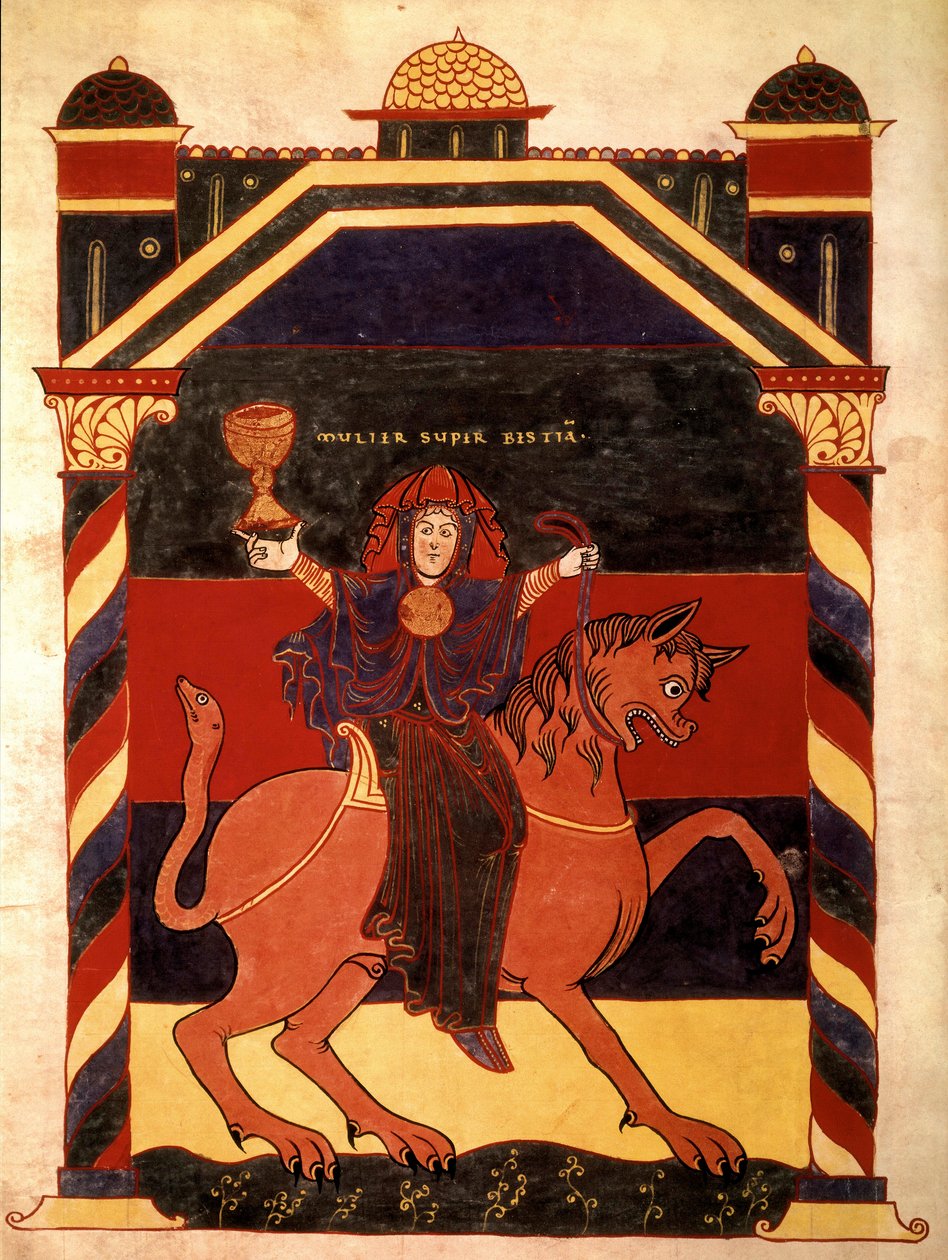 Woman mounted on the Beast by French School