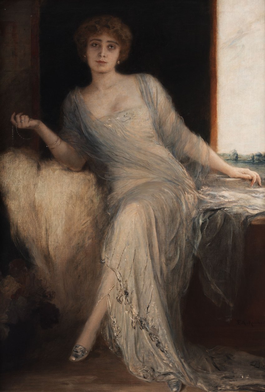Portrait of a Seated Lady by Friedrich August von Kaulbach