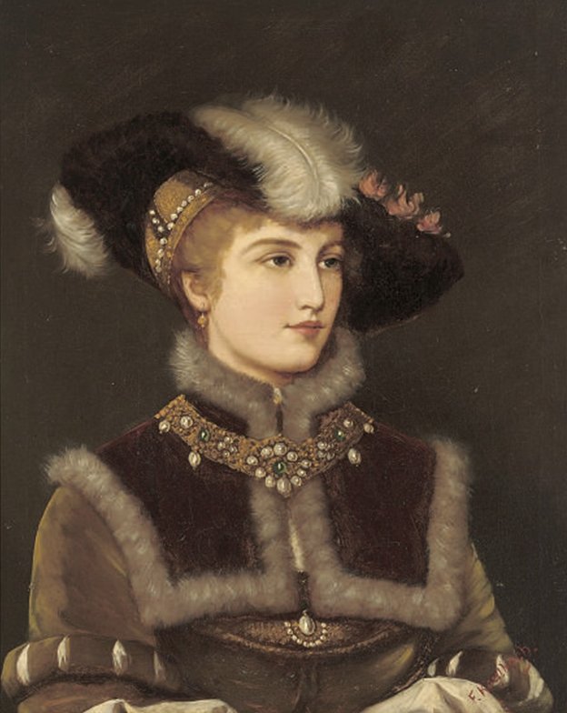 Portrait of a Young Lady in a Fur Hat by Friedrich August von Kaulbach