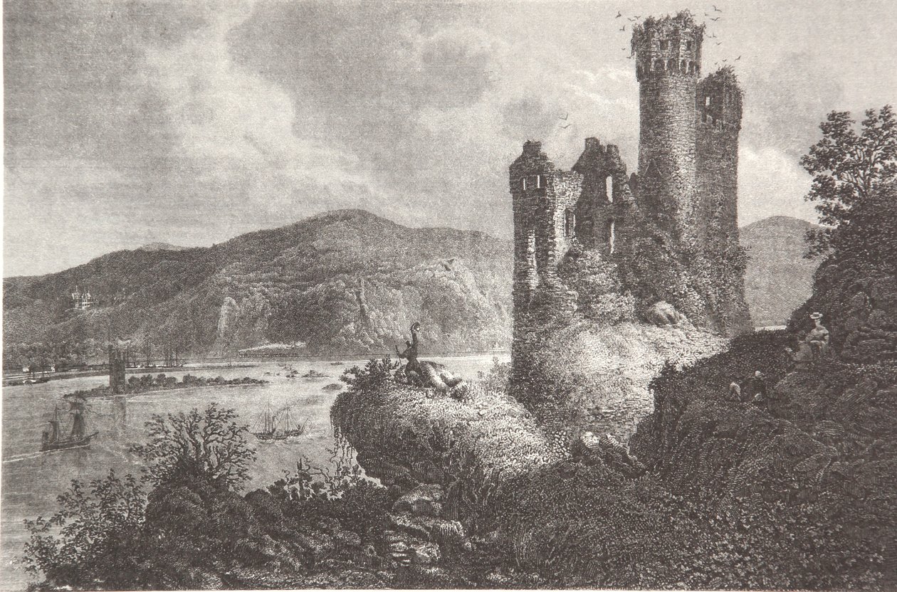 Mouse Tower and Ehrenfels by Pierre Joseph Redouté