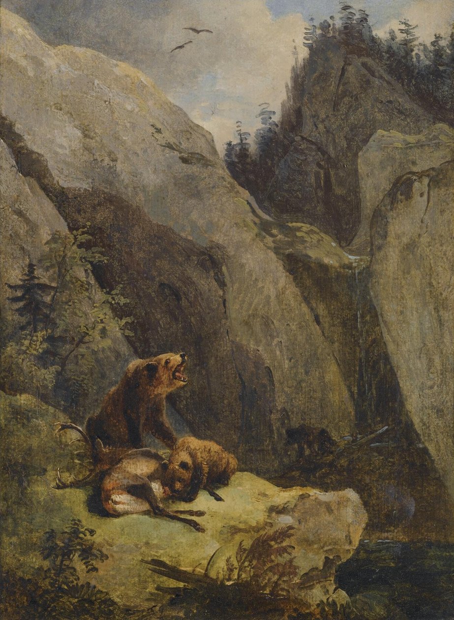 Bears Dismembering a Deer by Friedrich Gauermann