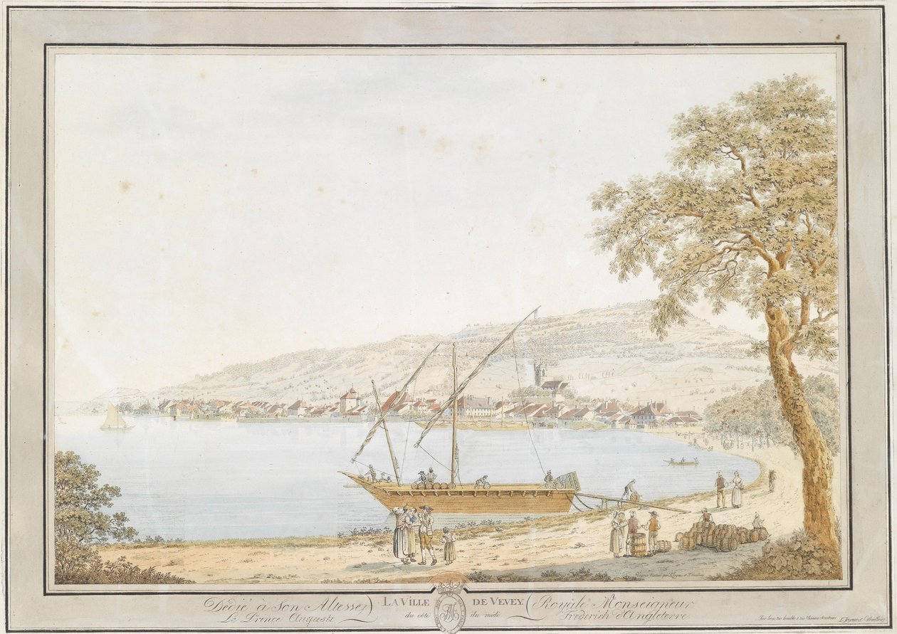 View of Vevey on Lake Geneva by Friedrich Georg Wexelberg