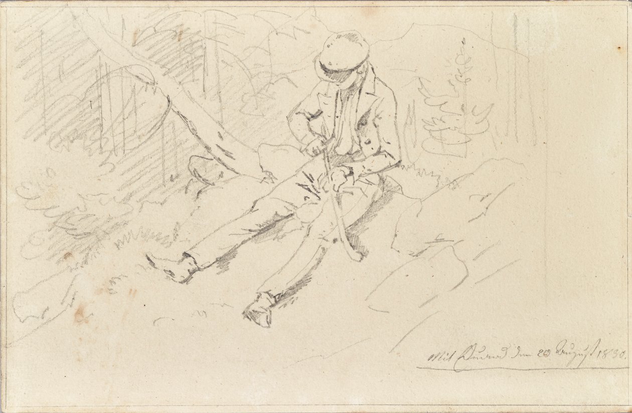 Young Man with Cap by Friedrich August Mathias Gauermann