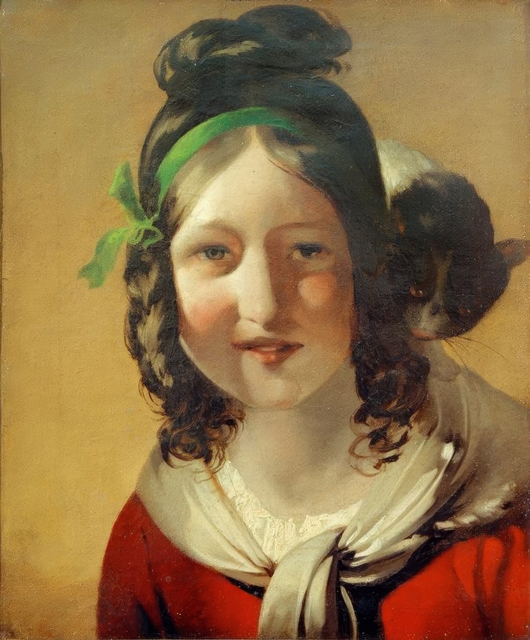 Laughing Girl with Cat by Friedrich von Amerling