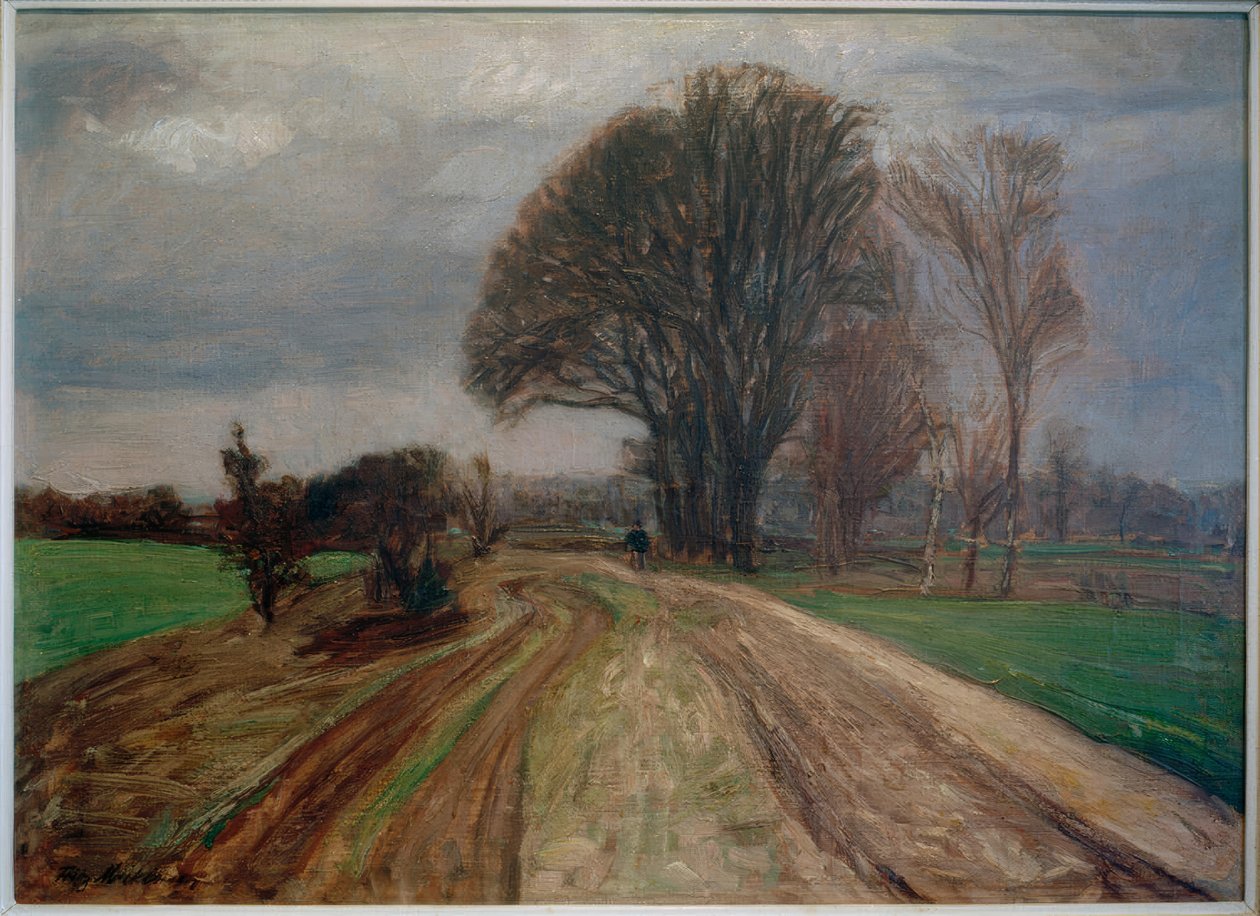 Country Road with Cyclist by Fritz Mackensen