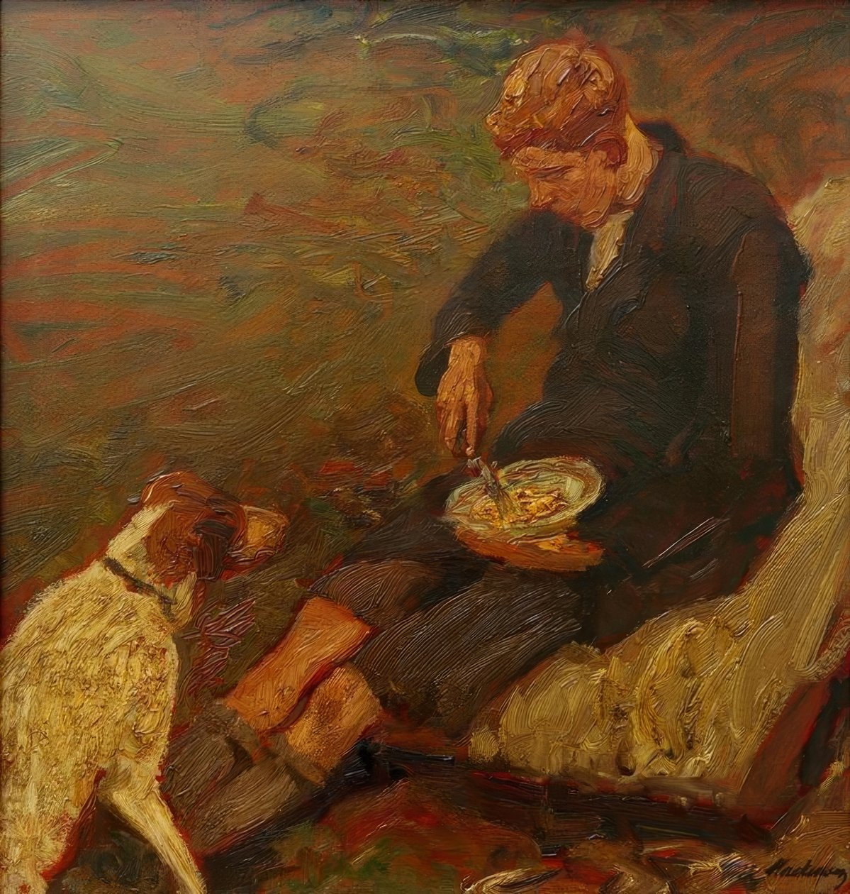 Boy with a Dog by Fritz Mackensen