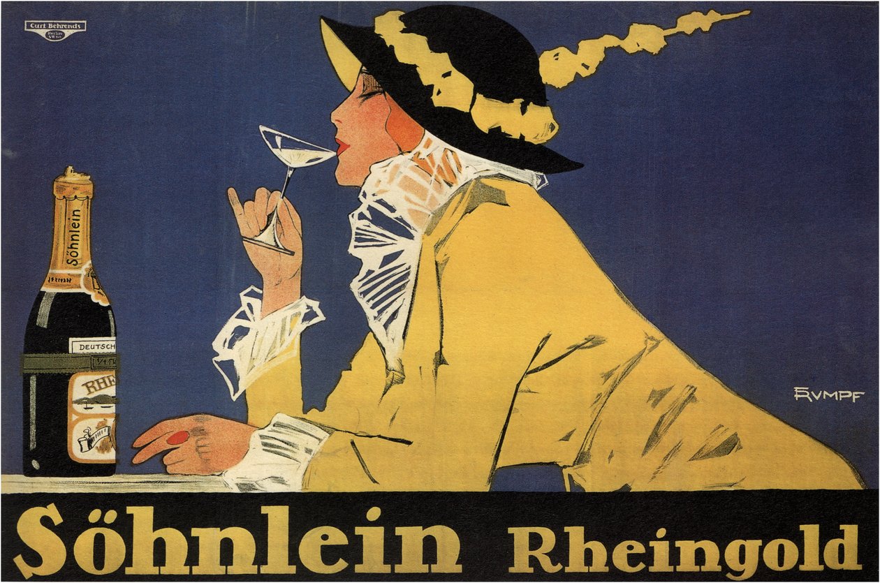 Advertising for Sparkling Wine Sohnlein Rheingold by Fritz Rumpf