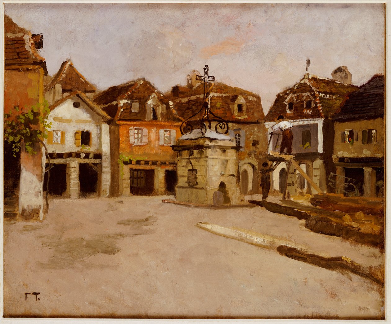 A Town Square by Frits Thaulow