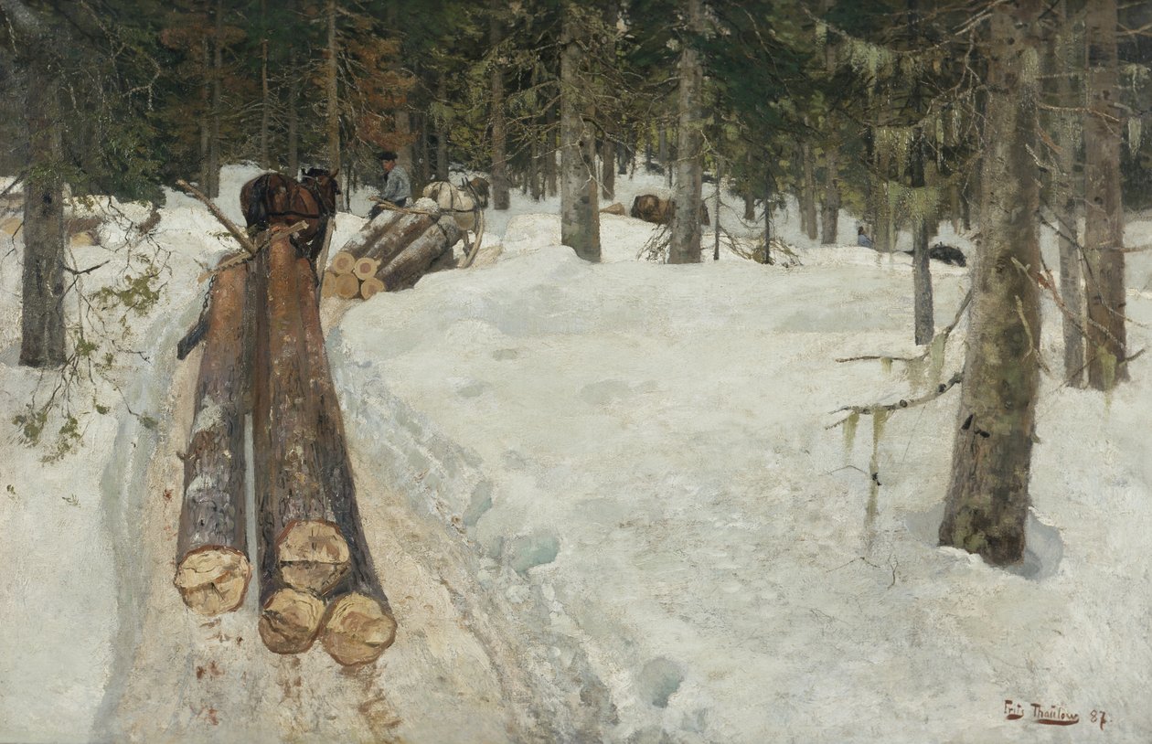 Driving Timber by Fritz Thaulow