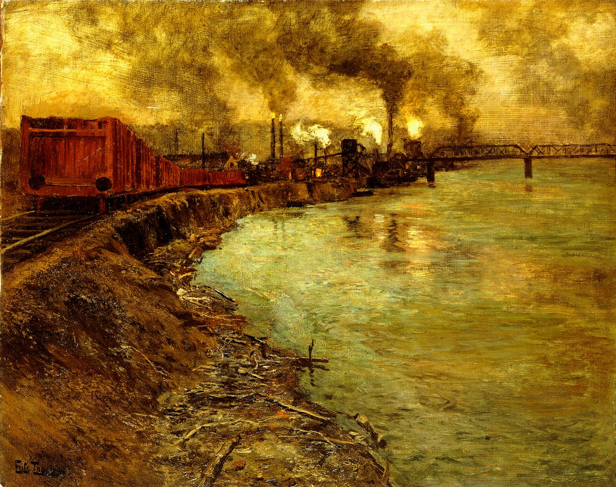 Freight Train, Dusk by Frits Thaulow