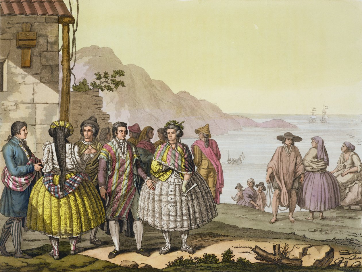 Men and Women in Elaborate Costume, Chile, from 