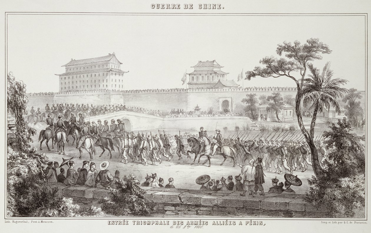 The Triumphal Entry of the Allied Armies into Peking, 25th October 1860, from The War in China, 1862 by G.C. de Fortavion
