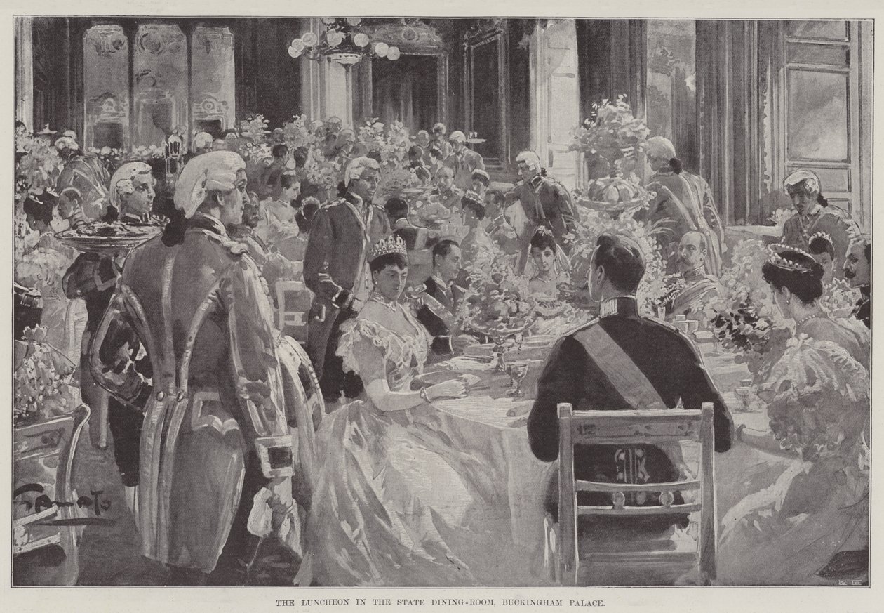 The Luncheon in the State Dining-Room, Buckingham Palace by G.S. Amato