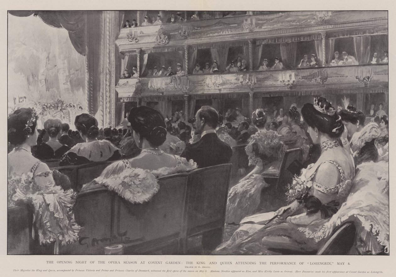 The Opening Night of the Opera Season at Covent Garden, the King and Queen attending the Performance of Lohengrin, 8 May by G.S. Amato