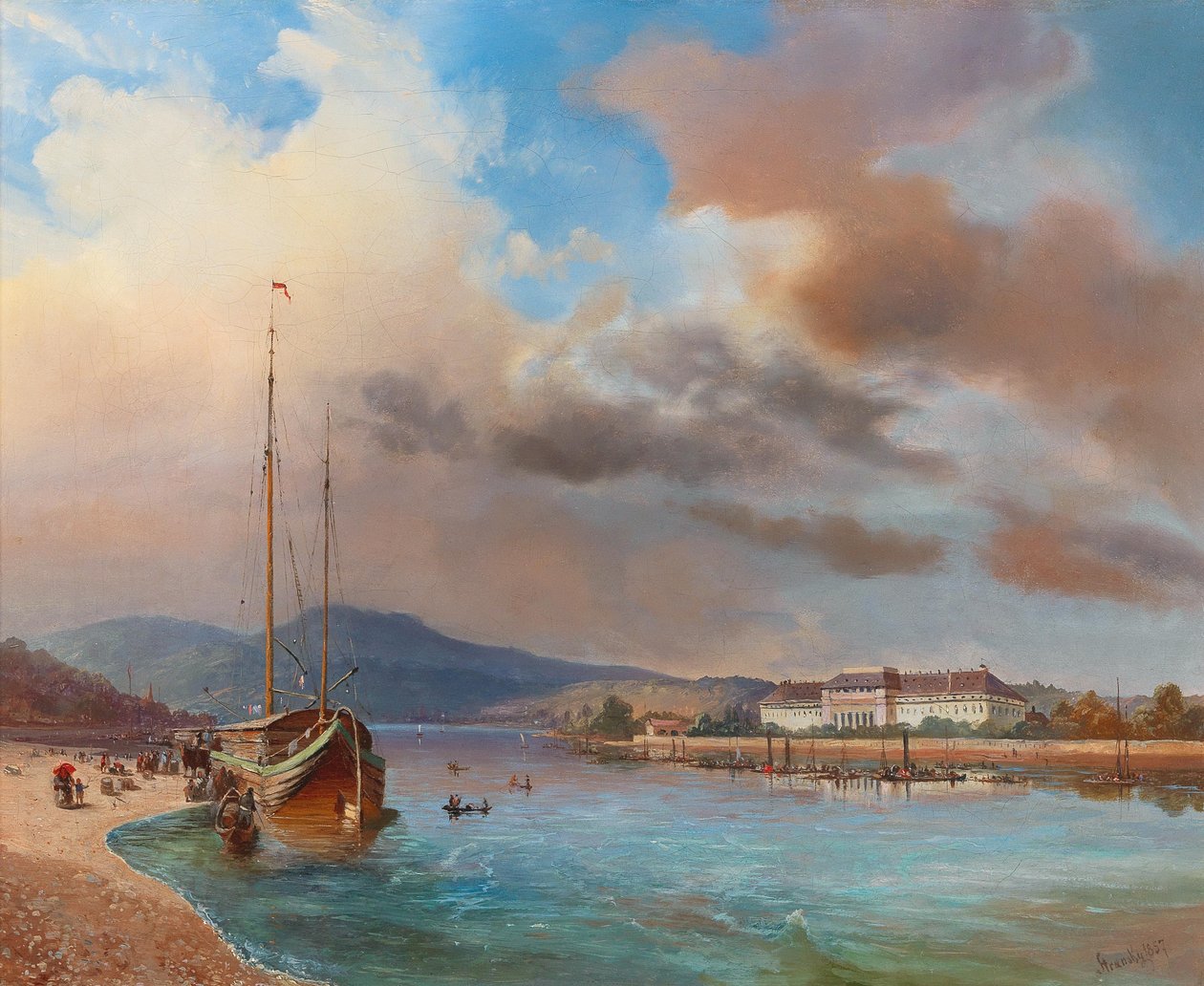 Scene of Koblenz on the Rhine by Gabriel Stransky