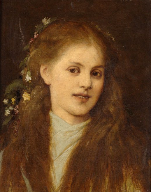 Girl with Flower-Adorned Hair by Gabriel von Max