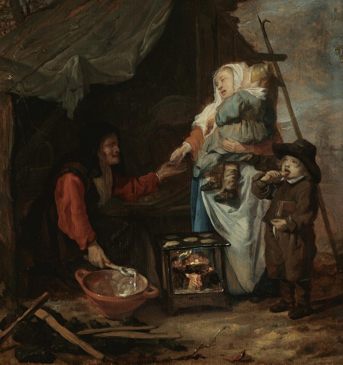 An Old Woman Selling Pancakes by Gabriel Metsu