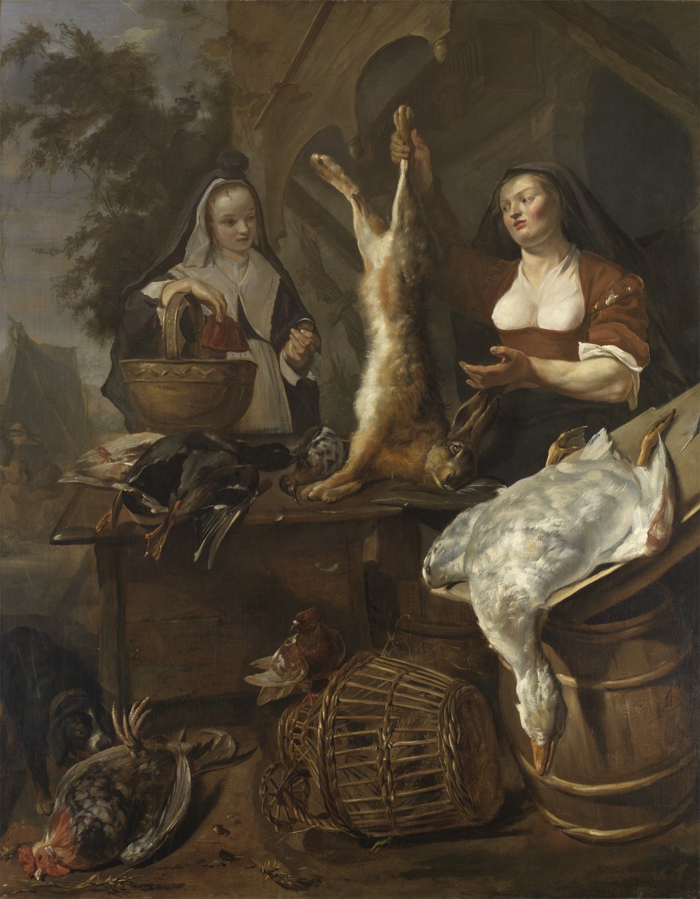 Woman Selling Game from a Stall by Gabriel Metsu
