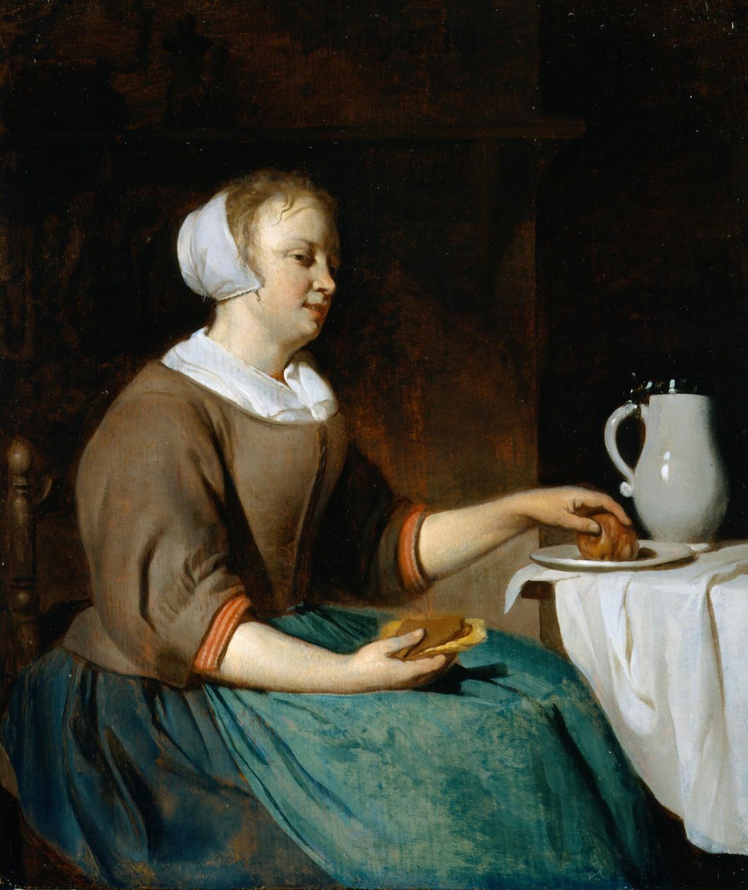 Young Woman Eating at a Table by Gabriel Metsu