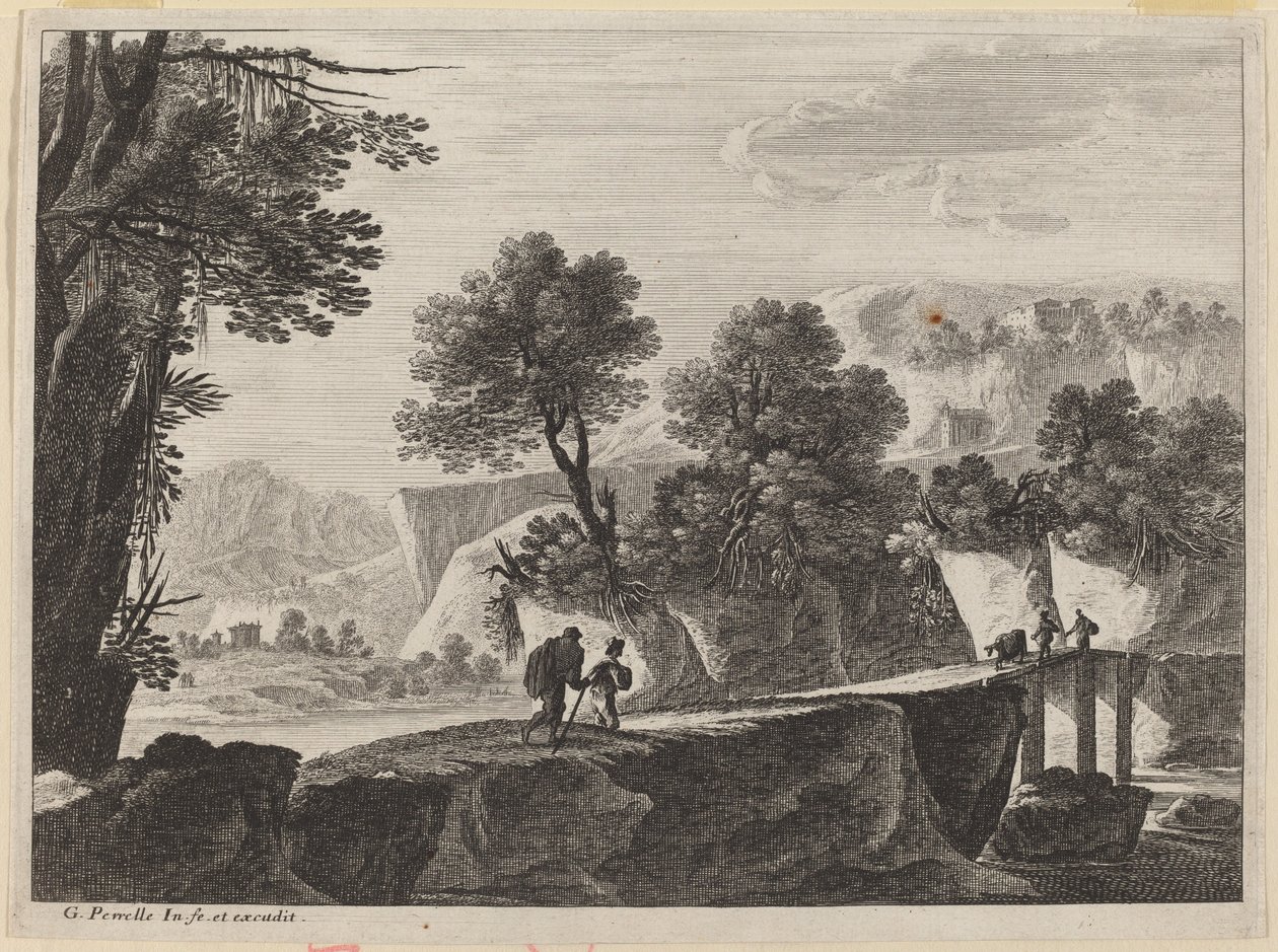 Travelers Approaching a Bridge by Gabriel Perelle