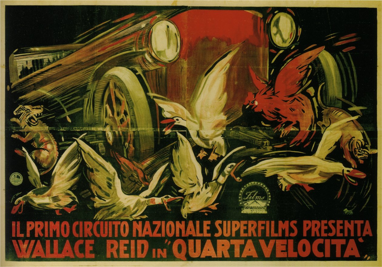 Wallace Reid in Film Double Speed by Gabriele Galantara