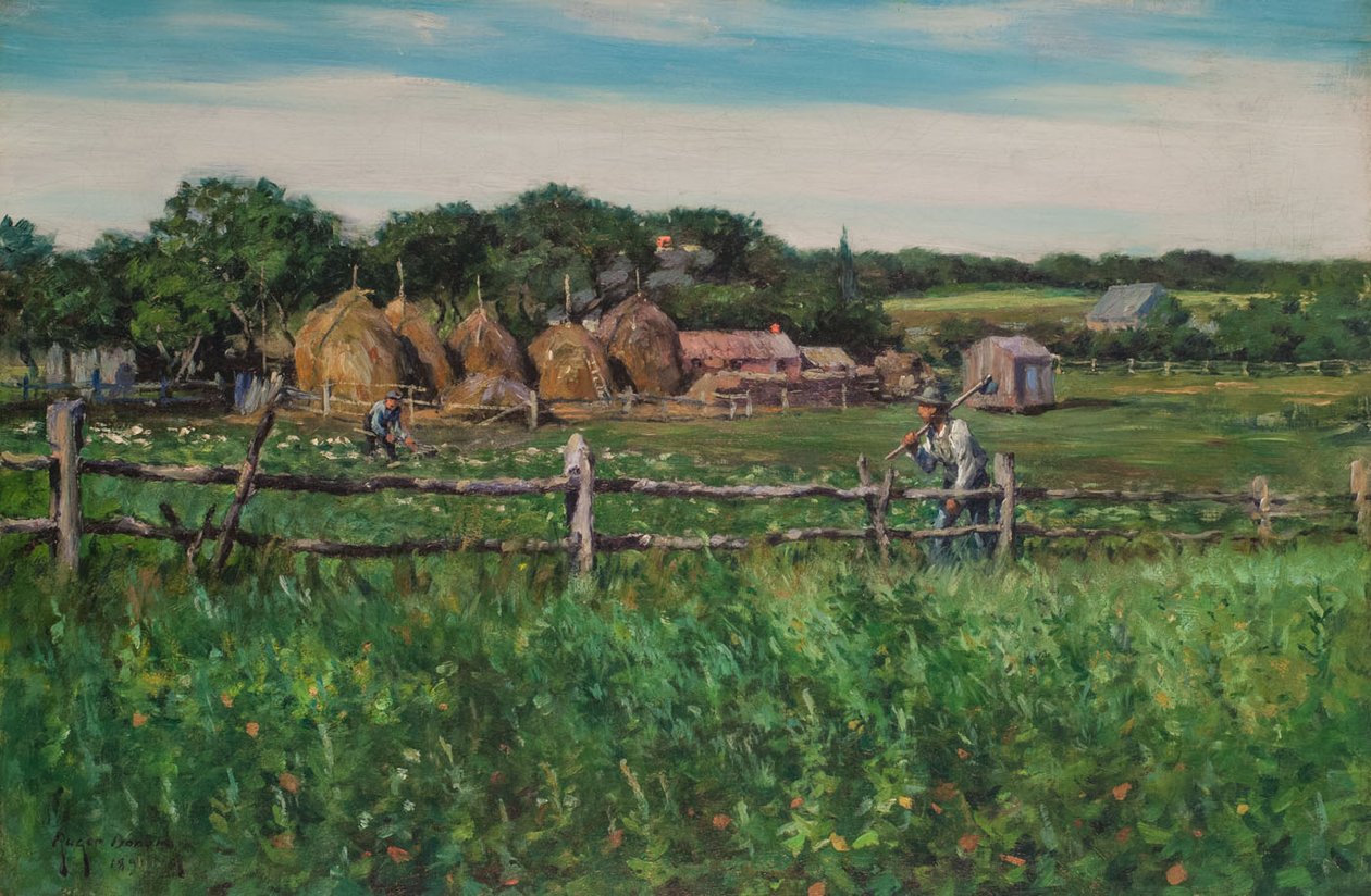 Ploughmen in a Fenced Field by Gaines Ruger Donoho