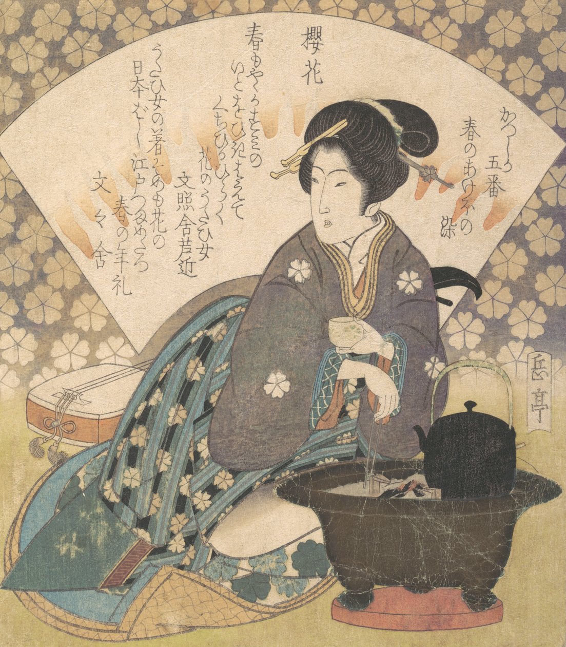 Courtesan Drinking Tea, ca. 1830 by Gakutei