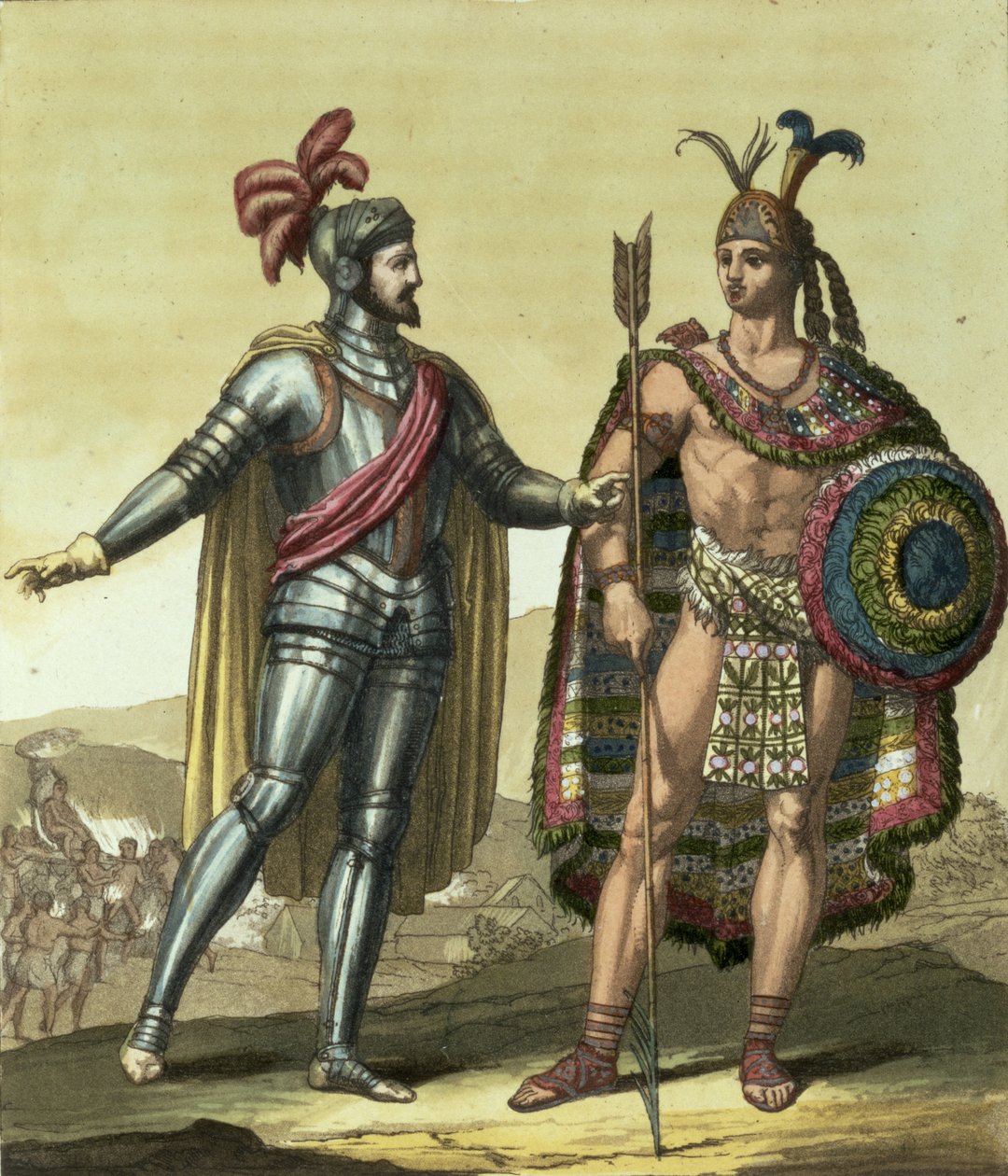 Conquistador with a Native American Chief by Gallo Gallina