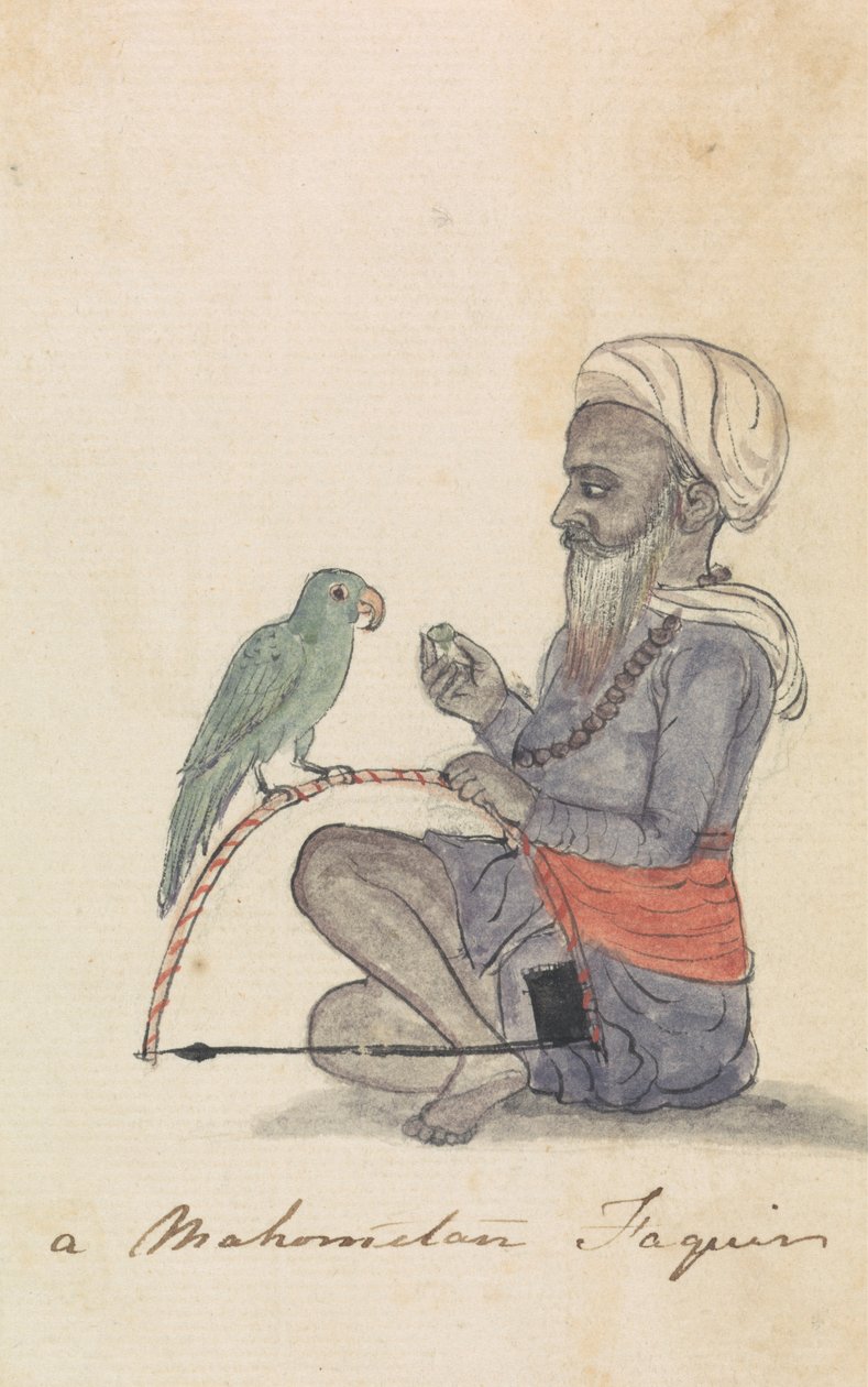 A Mohametan with his Parrot by Gangaram Chintaman Tambat