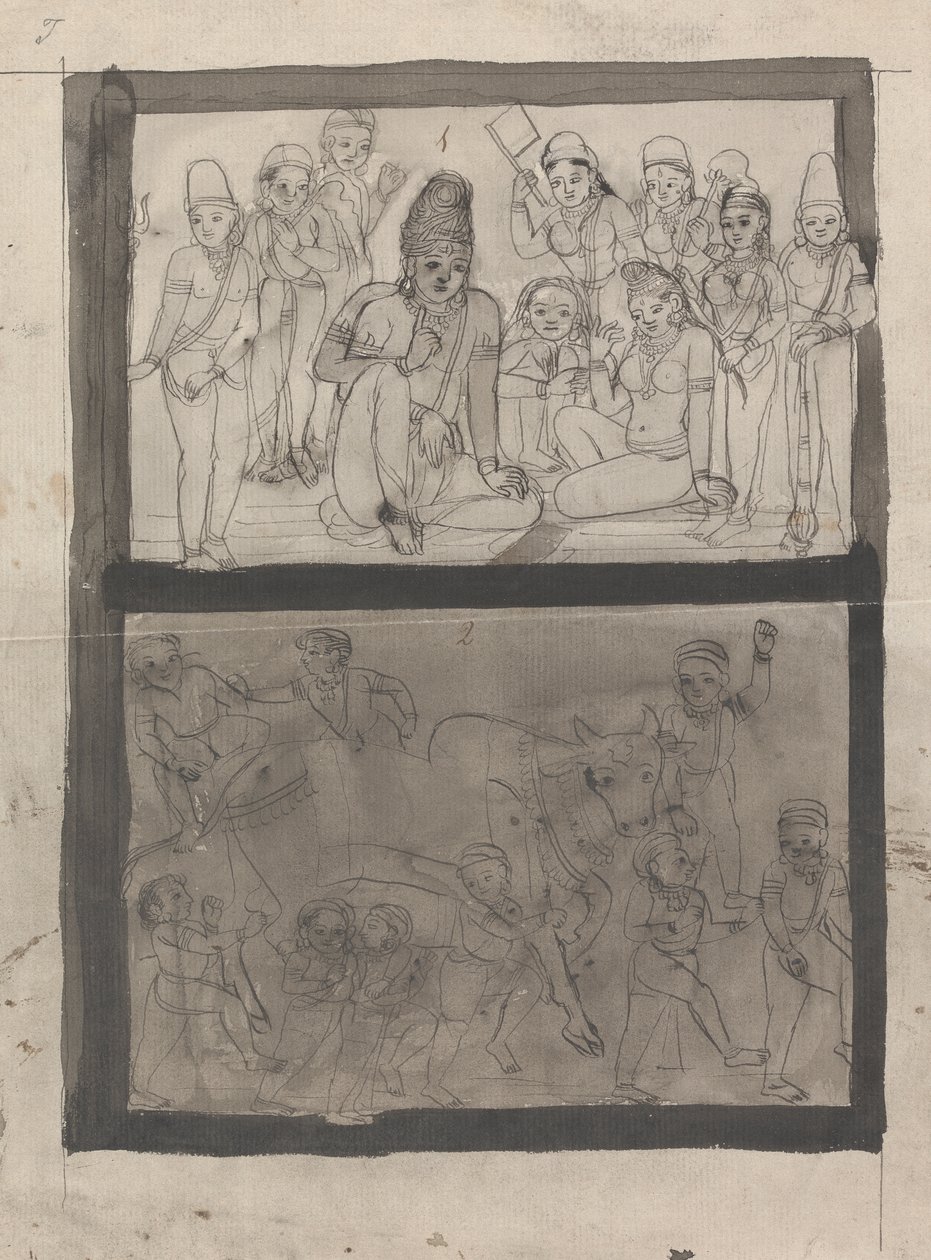 Mahdew and Parwutte Playing Chopur by Gangaram Chintaman Tambat