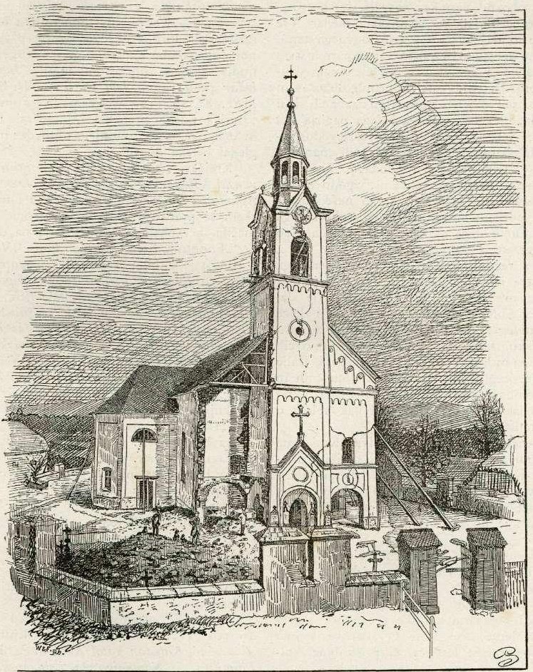 Church of D. M. in Polje near Ljubljana after the Earthquake by Gaspar Porenta