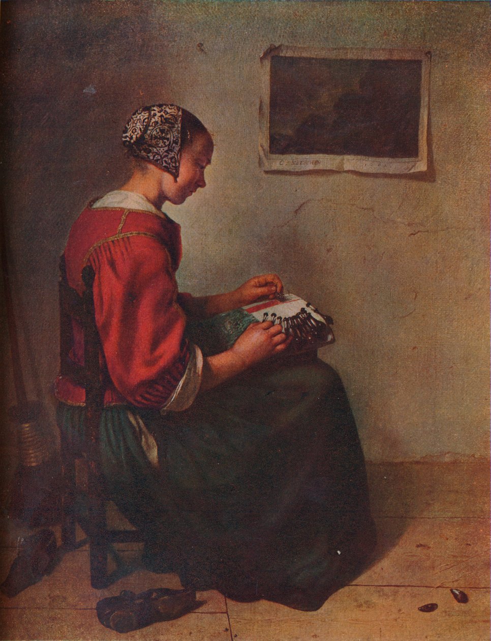 The Lace Maker by Gaspar Netscher