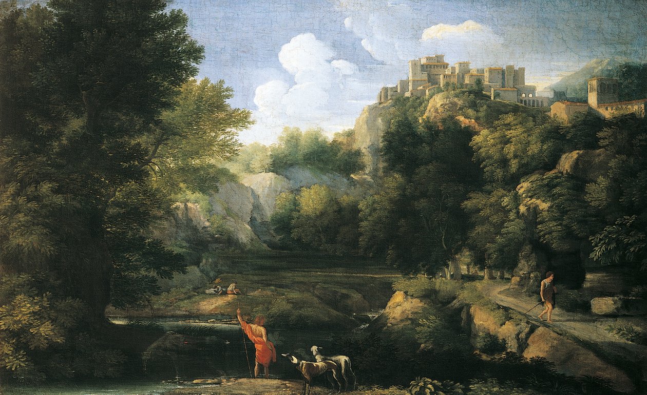 River Landscape Showing Shepherd by Gaspard Poussin Dughet