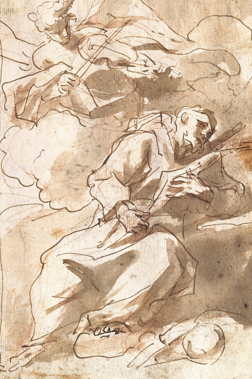An Angelic Minstrel Appears to Saint Francis by Gasparo Diziani