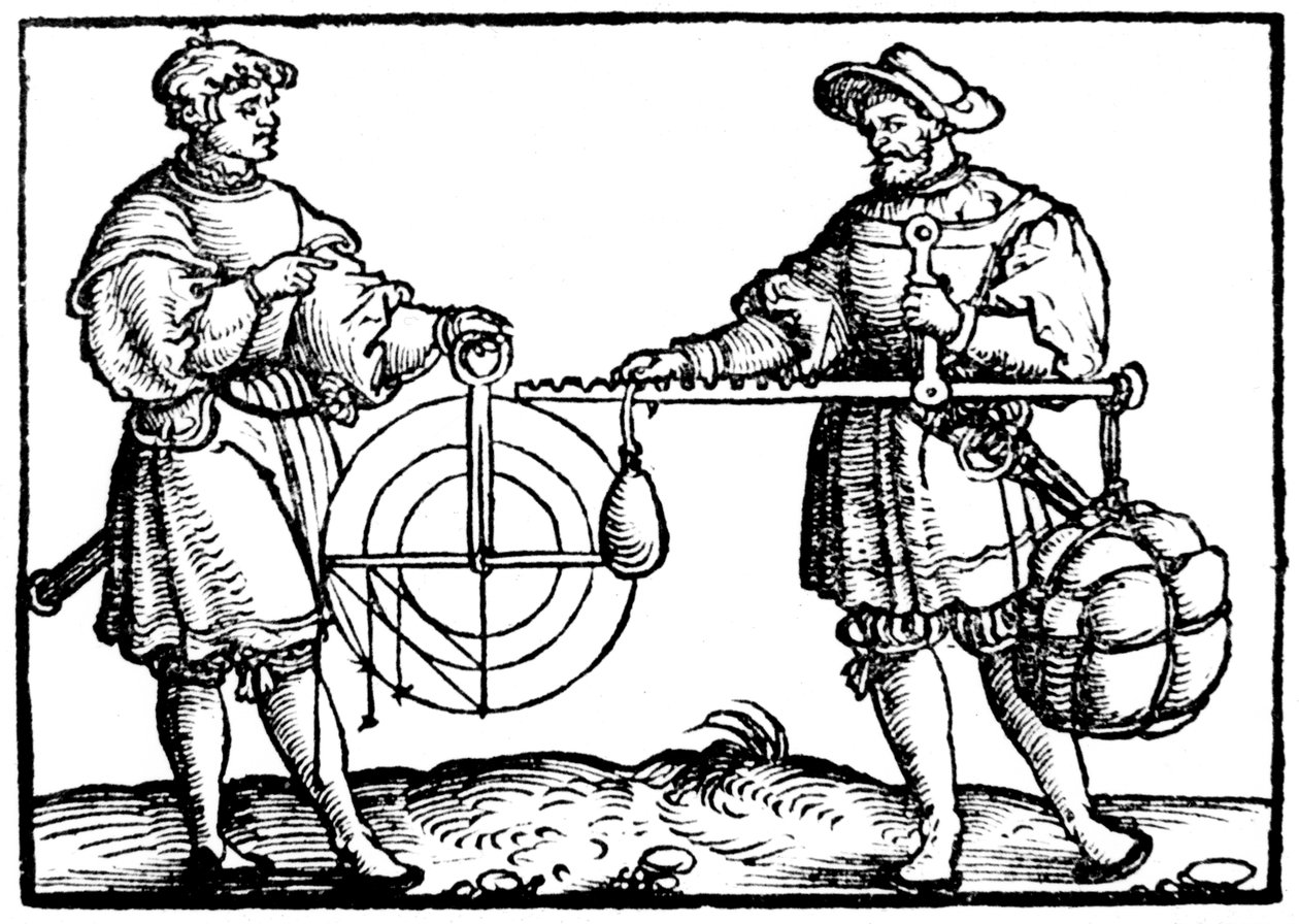 Weighing with a Steelyard, 1547 by Gaultherius Rivius