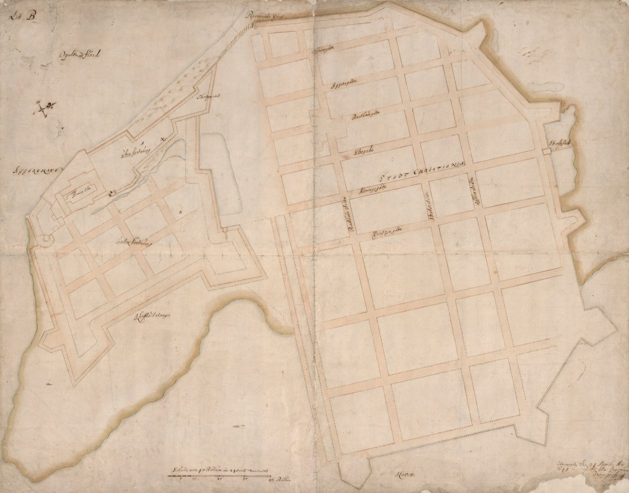 Map of Christiania and Akershus by Isaac van Geelkerck
